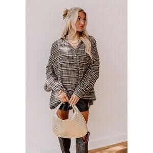 Impressions EUC Women's Rustic Vineyard Tweed Linen Blend Top Black Size S